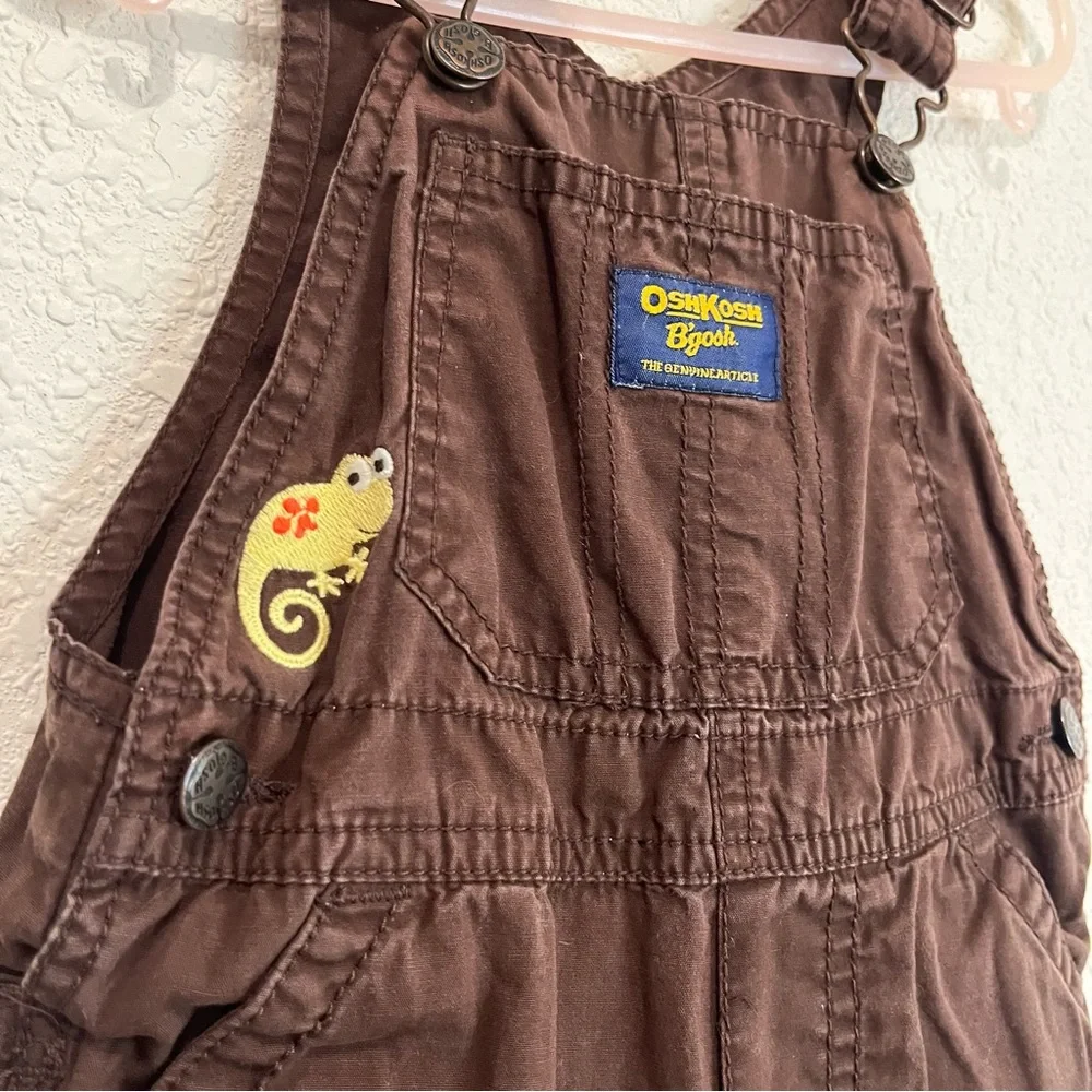 OshKosh B'Gosh Vestbak Short Overall Shortalls Brown Animal Toddler Size 18M